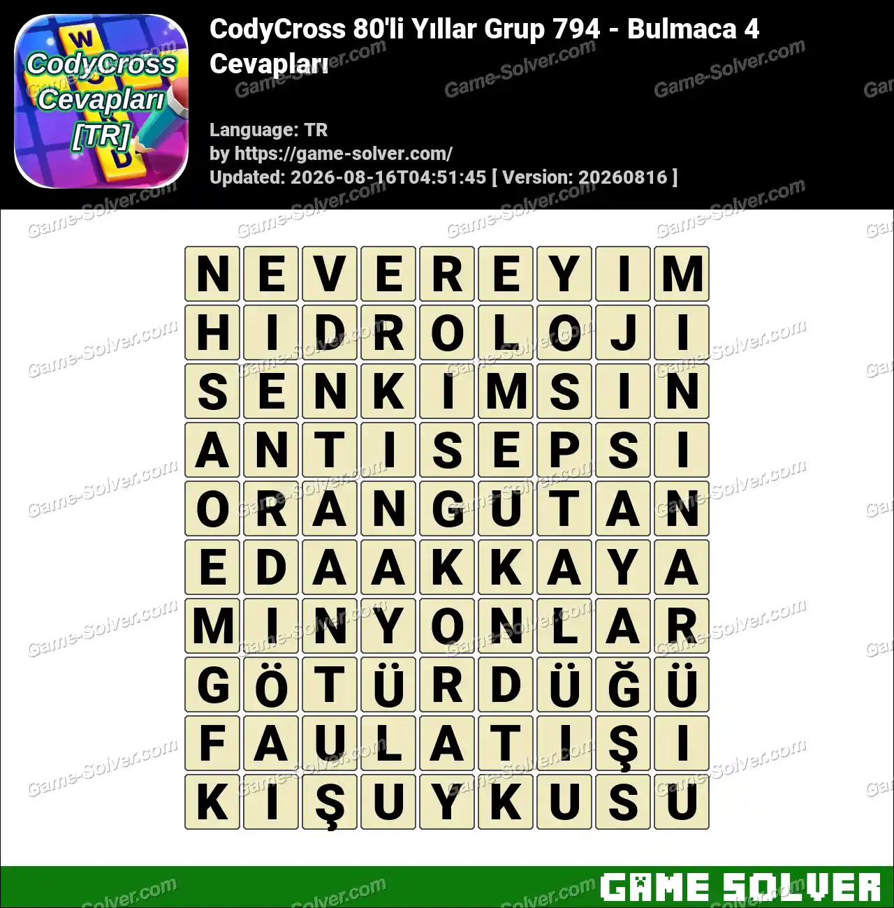 CodyCross 80’li Yıllar Grup 794 – Bulmaca 4 Cevapları